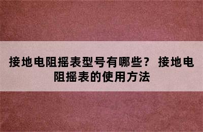 接地电阻摇表型号有哪些？ 接地电阻摇表的使用方法